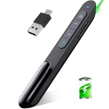 Imagem de Apresentador sem fio verde Clicker de apresentação remoto para PowerPoint, Slide Advancer para Mac, laptop, computador, escritório, classe