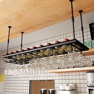 Imagem de APUM Rack suspenso para copos de vinho - suporte de parede para vinho, balcão de bar, suporte de copo de vinho, suporte de armazenamento de cozinha ajustável em altura para decoração de casa