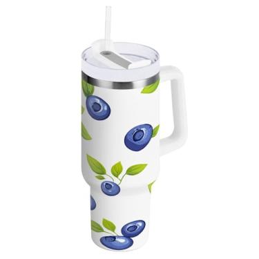 Imagem de Qilmy Copo de mirtilos frescos de 850 g com tampa e palha, copo isolado de aço inoxidável durável à prova de vazamento com alça, garrafas de água à prova de derramamento para viagens12