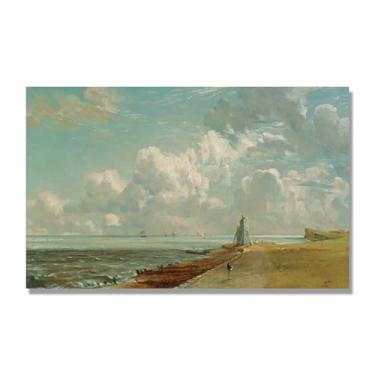 Imagem de NHLDZYH Impressão em tela estilo John Constable, (Harwich Lighthouse 2), painel de tela de paisagem romântica, decoração de parede com tema de natureza para quarto ou escritório. 40 x 64 cm. Somente