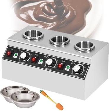 Imagem de Aquecedor Comercial De Chocolate E Molhos,AjustáVel De 30 A 85℃Com FunçãO De Temporizador,2tigelas De AçO InoxidáVel E Uma Escova De Limpeza Para Confeitarias E Lojas De Sobremesas