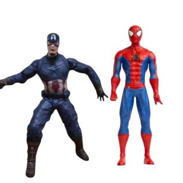 Imagem de COMP Kit Bonecos Marvel Gigantes: Capitão América 45cm + Homem-Aranha 