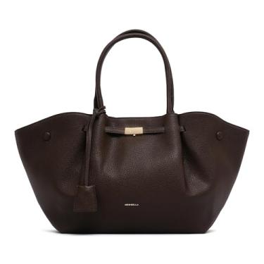 Imagem de NEWBELLA Bolsa feminina de couro vegano, bolsa de grande capacidade de 15L, bolsa de ombro vintage Hobo com alça superior para uso diário e trabalho, Café