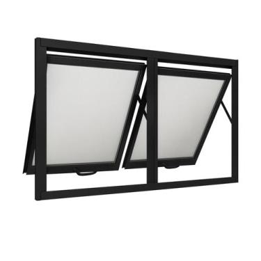 Imagem de Janela Maxim Ar 2 Seções Aluminio Preto Linha 25 - 80x200 - ARAUJO ESQ