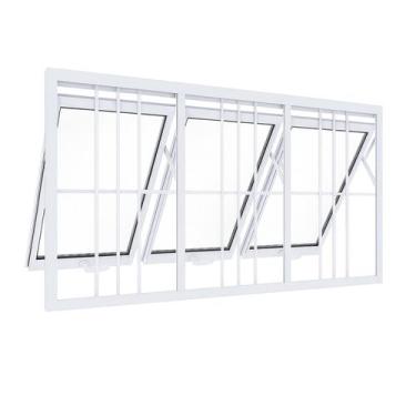Imagem de Janela Maxim Ar 3 Seções Aluminio Branco Com Grade Linha 25 - 60x180 -