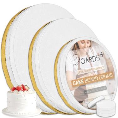 Imagem de Cake Drums BOARDS+ tamanhos de 8, 10 e 12 polegadas em branco, prata e