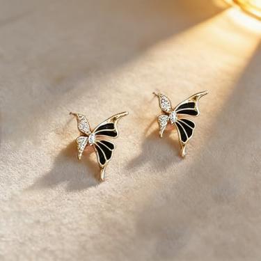 Imagem de Brincos femininos exclusivos em forma de borboleta careca com design de diamante falso, elefante e retrô, mostrando seu charme feminino exclusivo, adequado para o dia a dia e qualquer ocasião.