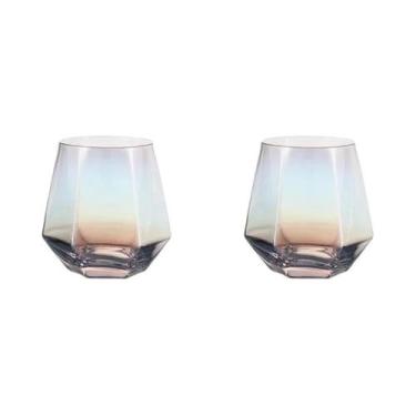 Imagem de Copos De Vidro Hexagonais Transparentes Coloridos Para Whisky, Vinho, 