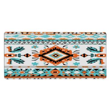 Imagem de Tapete de mouse grande oeste asteca africano à prova d'água para computador estendido tapete protetor de mesa antiderrapante base de borracha para escritório, computador, teclado, laptop e mesa de