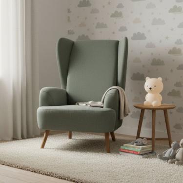 Imagem de Poltrona de Amamentação Fixa com 4 Pés Teodora Mescla / Verde