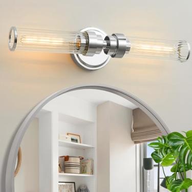 Imagem de Vaziden Luminárias Para Banheiro, Arandelas Cromadas Com Vidro Rosqueado Penteadeiras Internas, Modernas Sala De Estar, Corredor, Quarto