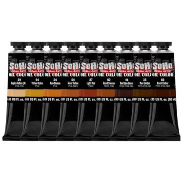 Imagem de Soho Urban Artist Conjunto de tubos de 9 a 50 ml de tinta a óleo, óleos triplamente moídos com linhaça refinada - aplicação suave, misturas de cores verdadeiras, ideal para pincéis e facas de paleta