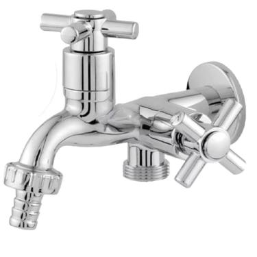 Imagem de Torneira para Tanque 2 Saídas 1/2, com Saída para Máquina de Lavar e Jardim 1/4 de Volta, Cromada