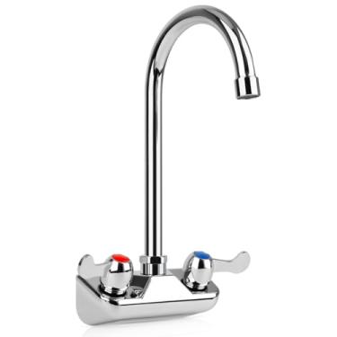 Imagem de TNROTED Torneira de pia de mão comercial central de 10 cm com bico de pescoço de ganso de 15 cm