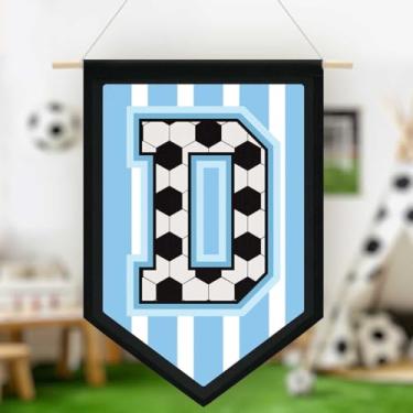 Imagem de Faixa de lona suspensa de futebol, faixa azul do alfabeto, faixa de flâmula, decoração de arte de parede para sala de aula, quarto de menino, Copa do Mundo FIFA Jersey futebol entusiasta presentes