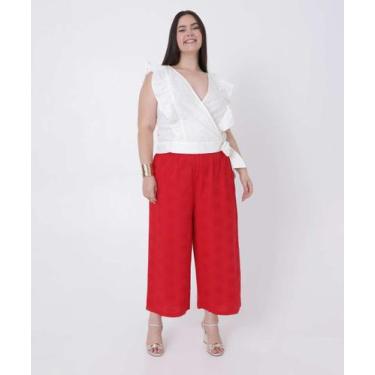 Imagem de Calça Plus Size Feminina Pantacourt Laise Marisa-16411, Vermelho, G1