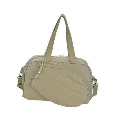 Imagem de Baoblaze Bolsa para raquete de tênis unissex, ideal para viagens curtas de fim de semana, com compartimento para sapatos e bolso impermeável para treino, Cáqui