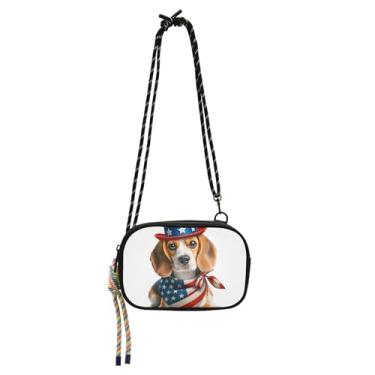 Imagem de TSENQUE Bolsa feminina americana Beagle Dog Bolsa tiracolo pequena sobre o ombro carteira feminina para iphone