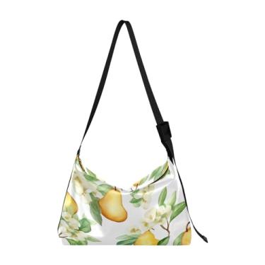 Imagem de Bolsa de ombro feminina de couro com folhas verdes, bolsa tiracolo de couro vegano, bolsa de ombro transversal, Frutas de pera - 1, One Size