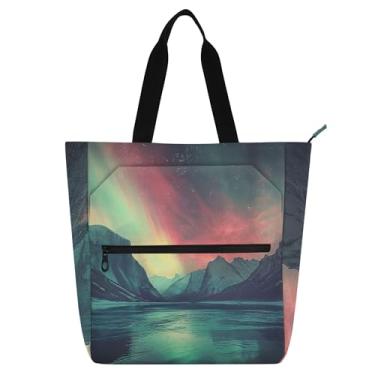 Imagem de GAIGEO Aurora Lights Bolsa feminina de lona para escola, praia, escola, presente para professores, para amantes de livros