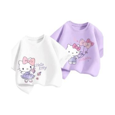 Imagem de Camisetas De Algodão 100% Para Meninas Bebês Com Estampa Da Hello Kitt