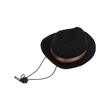 Imagem de Naroote Chapéu de Cowboy para Animais de Estimação Chapéu de Cowboy Fofo e Engraçado Tamanho Ajustável para Gatos, Cães, Festa, Festival, Uso Diário, Material de Poliéster para Gatos e Coelhos (Preto)