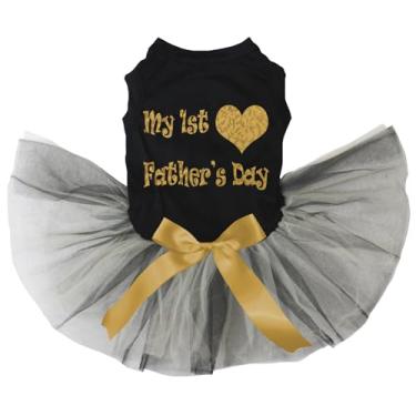 Imagem de Petitebella Vestido My 1st Father's Day Puppy Dog (Preto/Dourado Preto, PP)
