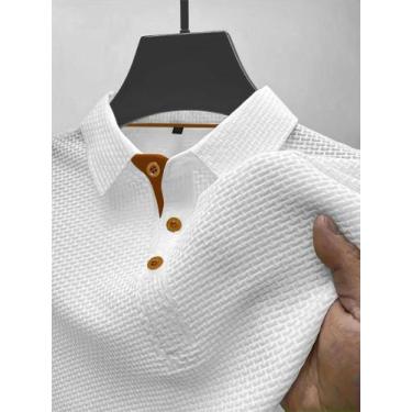 Imagem de Camiseta polo masculina de manga curta com lapela de seda gelada de ve