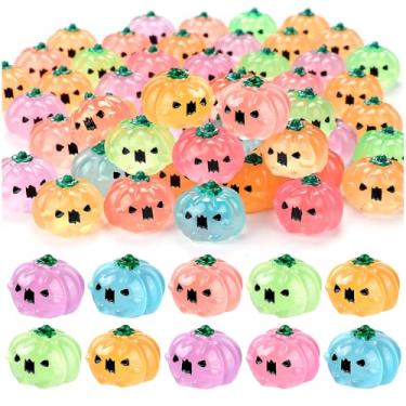 Imagem de SYWHXY 40PCS Luminous Mini Resin Pumpkins Halloween Miniature Pumpkins Glow in The Dark, Fake Tiny Pumpkins Vegetables Figures Decor for Halloween Dollhouse DIY Craft Table Home Decor (Color Random)