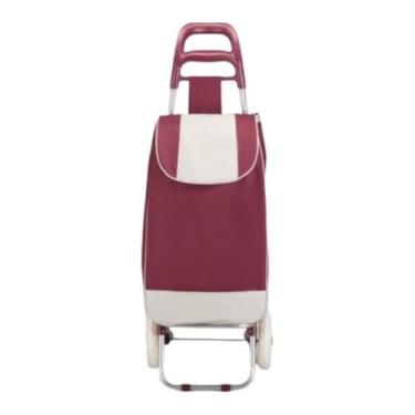 Imagem de Carrinho de Compras Dobrável Multiuso para Feira e Supermercado até 30kg com Rodas Reforçadas(MARROM)