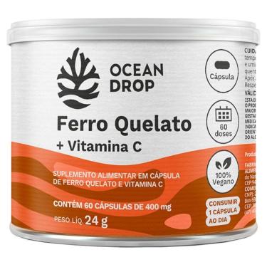 Imagem de Ferro Quelato Vitamina C 60 caps 400mg - Ocean Drop-Unissex