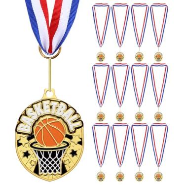 Imagem de Loetere 12 medalhas de ouro a granel 2,2 polegadas basquete vôlei dança real softbol medalhas de metal com fitas de pescoço Troféu de metal Prêmio presentes para torneios competições esportivas