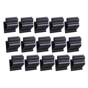 Imagem de Pro Bamboo Kitchen Conjunto de suporte de placa de 15 peças reutilizáveis clipes de etiqueta 3,3 x 4 cm suporte de bandeja de buffet de delicatessen de plástico suporte de número de mesa preto