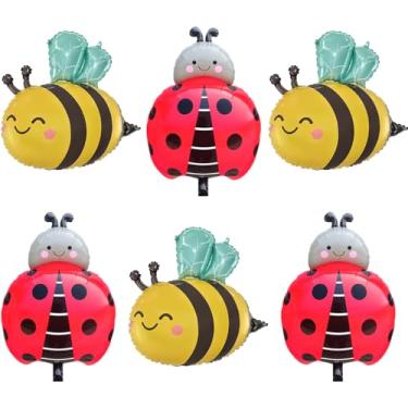 Imagem de 6pcs Ladybug and Bee Foil Balloon Decorations for Garden Party，Ladybug Party Ballon Bee Birthday Party Suplile