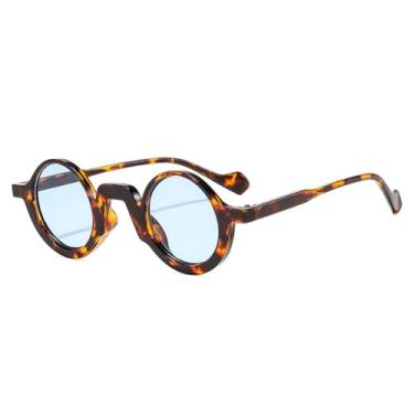 Imagem de Óculos de Sol UV400 - Pequenos Redondos Estilo Punk Leopardo para Homens e Mulheres, Esportes ao Ar Livre, Corrida, Ciclismo, Azul Leopardo