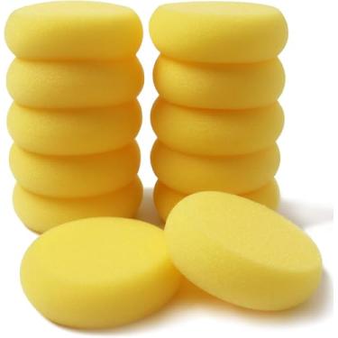 Imagem de Pacote com 36 esponjas redondas de pintura amarela esponja de artista sintético esponja de cerâmica para pintura, artesanato, cerâmica, uso doméstico e muito mais, 7 cm