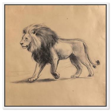 Imagem de Art Remedy Prowler em tela de grafite impressões de arte animal, moldura branca, 40,6 cm x 40,6 cm