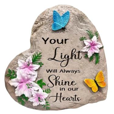 Imagem de EcoDuck Pedra de lembrança de jardim memorial sua luz sempre brilhará em nossos corações, presentes de memorial ao ar livre, presentes de simpatia pela perda do ente querido, lembrança de jardim de
