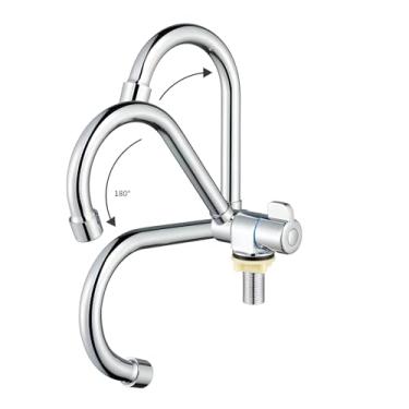 Imagem de Faucet de Cozinha Plegável em Latão Cromado Rotação 360 Graus Mão Única Água Fria Torneira Pia para RV Iate Bacia Janela Interna Rosca G1 2