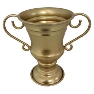 Imagem de Generic Vaso de flores vintage em formato de troféu, vaso decorativo para plantas, recipiente de metal para quarto, jardim ou mesa. Estilo fazenda, Ouro