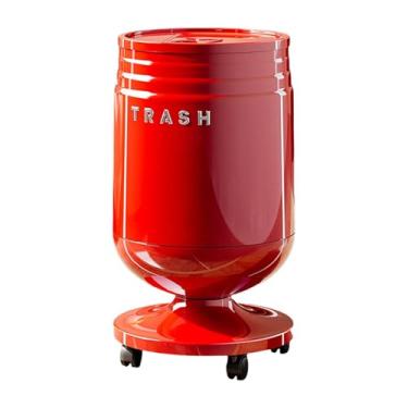 Imagem de predolo Lixeira com Rodinhas, Cesto de Lixo Multiuso, Lixeira Moderna e Portátil com Tampa Basculante para Sala de Jantar, Vermelho, M