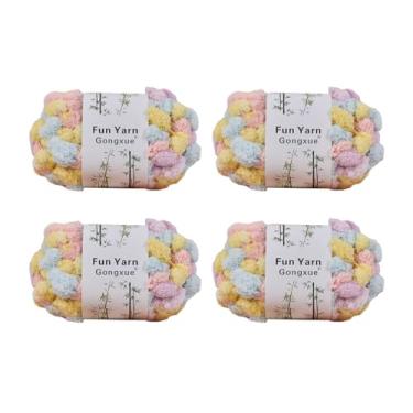 Imagem de Jelly Bean Pom Bomb Yarn - 150 g/novelo de poliéster super volumoso - 4 bolas Pomp-A-Doodle fio para crochê tricô artesanato tapete pet ninho 600 g (4, macaron)