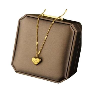 Imagem de Colar De Coração Em Aço Titânio Luxuoso Para Meninas Com Pingente De F