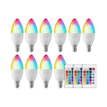 Imagem de Lâmpada LED RGB E14 6W Regulável Com Controle Remoto De 24 Teclas Para