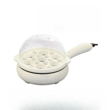 Imagem de Frigideira e Cozedor de Ovos Elétrico 2 em 1 - Panela Antiaderente, Prática para Café da Manhã, Fácil de Usar e Limpar, Ideal para Casa e Apartamentos (Branco)