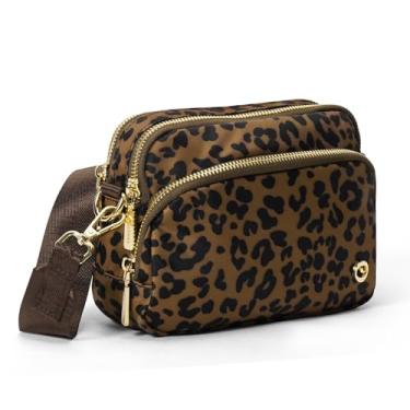 Imagem de TRMFUSA Bolsa de cinto transversal para mulheres, leopardo, bolsas de cintura pequenas com alça de ombro ajustável, Oncinha de café
