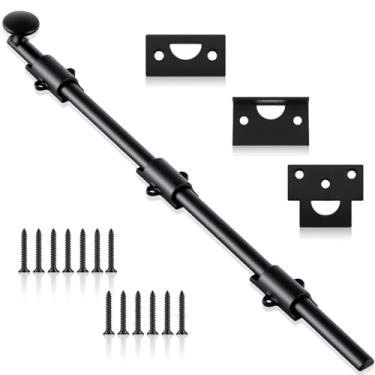 Imagem de Tandefio Parafuso de bengala de 45,7 cm para portão de latão sólido resistente trava de porta holandesa trava de hardware preta trava de sótão para porta de celeiro deslizante holandesa cerca de