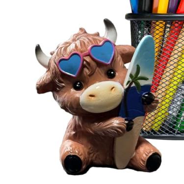 Imagem de Estatueta De Highland Para Jardim | Enfeite De Gado Highland,Arte Rústica Exterior Para Quintal Com Aplicações Sazonais Sala Estante Cozinha