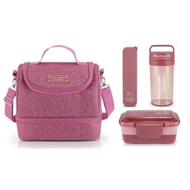 Imagem de Bolsa Térmica Marmita Copo Porta Talher Kit 4 Peças Concept - Jacki De