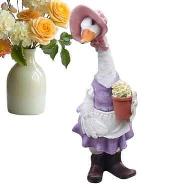 Imagem de Estátua de pato, estátua de gansos ao ar livre | RESINA VESTILHO UP GEESE Fatuagem - Delicado arte doméstica para estudo da sala de estar, decoração externa para jardim